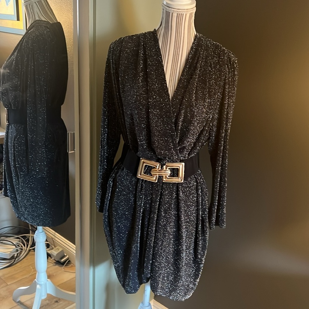 🛑 1 hour sale. BALENCIAGA, Vintage Black Sparkly Dress, size 34 (S/M US)